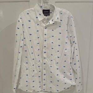 Blue and White Blouse